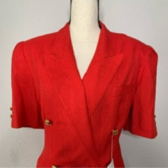 NWOT Spiegel 80s Vintage Red Blazer Tuxedo Dress - Picture 10 of 14